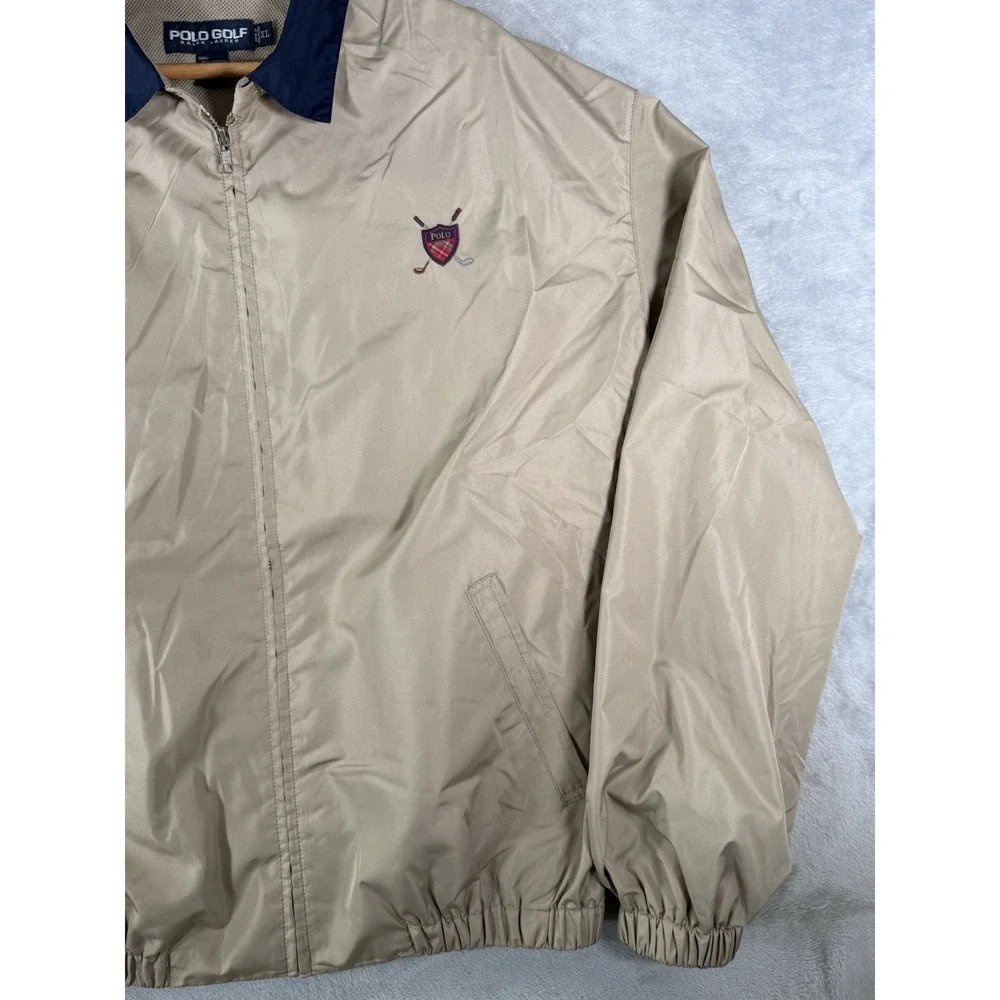 Polo Golf Ralph Lauren Jacket Men's XL Tan Harrington Full Zip Crest Logo